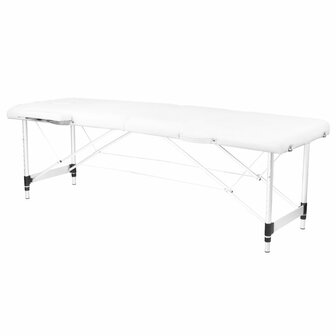 Inklapbare massagetafel, aluminium, 2-delig, wit, comfort