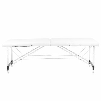 Inklapbare massagetafel, aluminium, 2-delig, wit, comfort