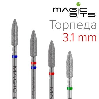 MAGIC BITS Diamant freesbitje torpedo - medium (blauw), 3.1 mm