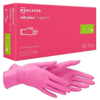 Doos Van 10Doosjes Nitrylex Handschoenen Magenta Pink Maat S