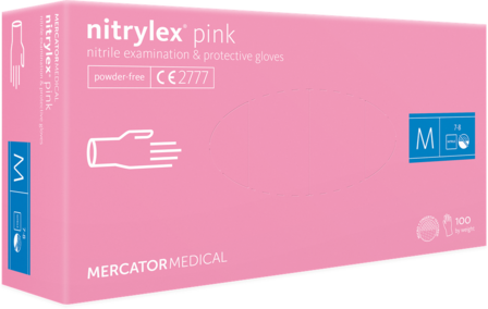 Box (10 Boxes) Nitrylex Gloves Pink Size M