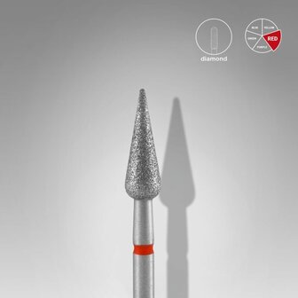 STALEKS Diamond Nail Drill Bit Pointed Pear Red 4mm 12mm