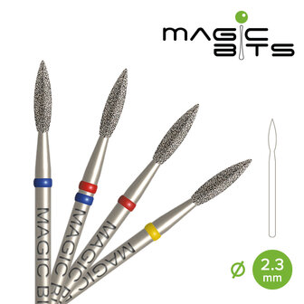 MAGIC BITS Diamant Freesbitje Vlam Scherp Fijn Rood 2.3mm 10mm