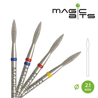 MAGIC BITS Diamant Freesbitje Vlam Scherp Fijn Rood 2.1 10mm