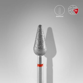 STALEKS Diamond Nail Drill Bit Rounded Pear Red 5mm 12mm