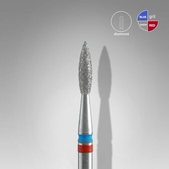 STALEKS Diamond Nail Drill Bit DUO Flame Red/Blue 2.1mm 8mm