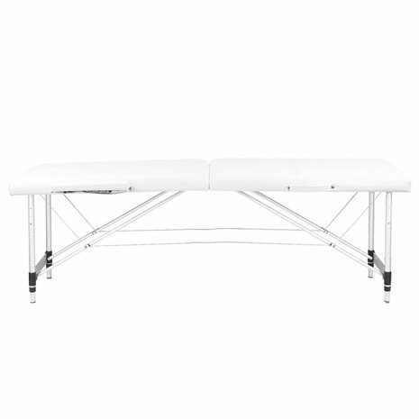 Inklapbare massagetafel, aluminium, 2-delig, wit, comfort