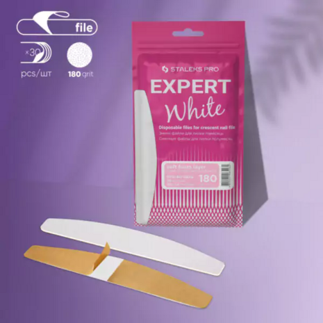 STALEKS White Disposable Files For Crescent Nail File Soft Base Expert 40 180grit 