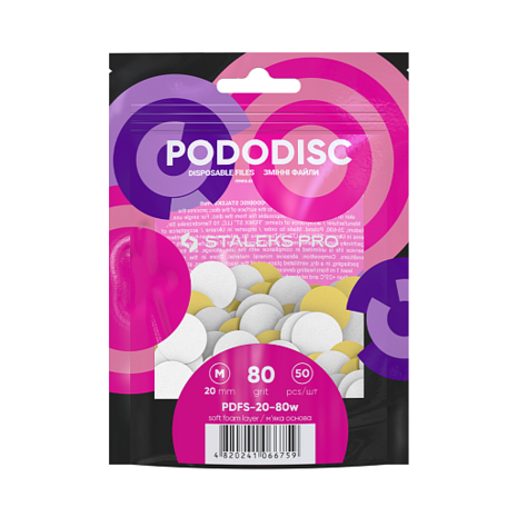 STALEKS Disposable files (soft) PODODISC PRO M 80 grit, white (50 pieces) 