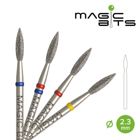 MAGIC BITS Diamant Freesbitje Vlam Scherp Medium Blauw 2.3mm 10mm