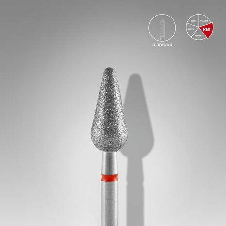 STALEKS Diamond Nail Drill Bit Rounded Pear Red 5mm 12mm