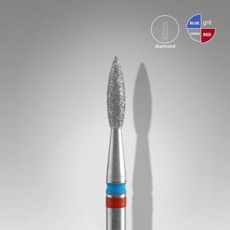 STALEKS Diamond Nail Drill Bit DUO Flame Red/Blue 2.1mm 8mm