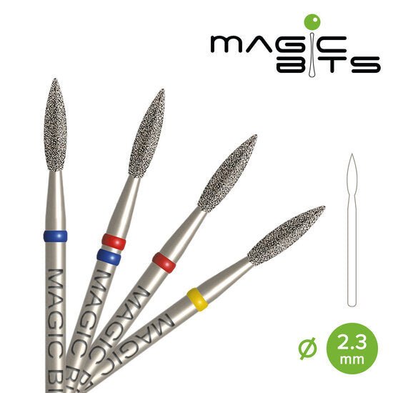 MAGIC BITS Diamant Freesbitje Vlam Scherp Fijn Rood 2.3mm 10mm - SimDi Beauty