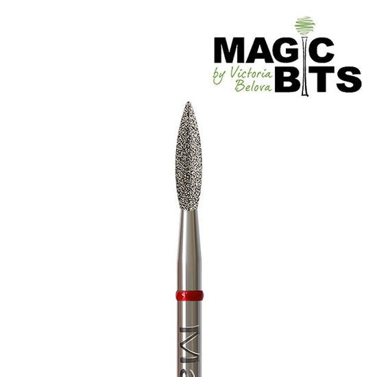 MAGIC BITS Diamant Freesbitje Vlam Scherp Fijn Rood 2.3mm 10mm - SimDi Beauty