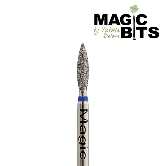 MAGIC BITS Diamant Freesbitje Vlam Scherp Medium Blauw 2.3mm 10mm - SimDi Beauty